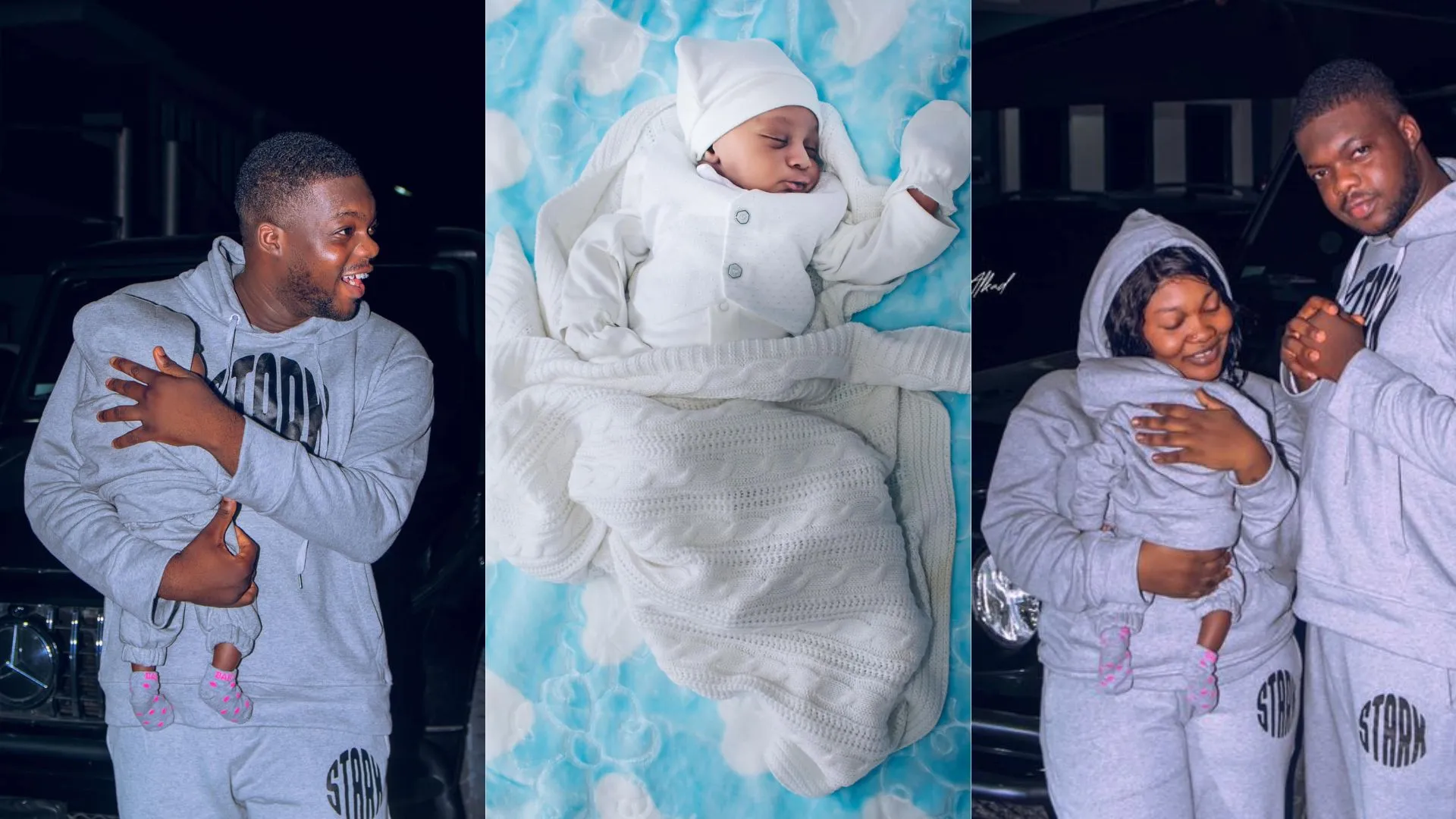 Comedian Cute Abiola And His Wife Steps Out With Their New Born Baby For The First Time